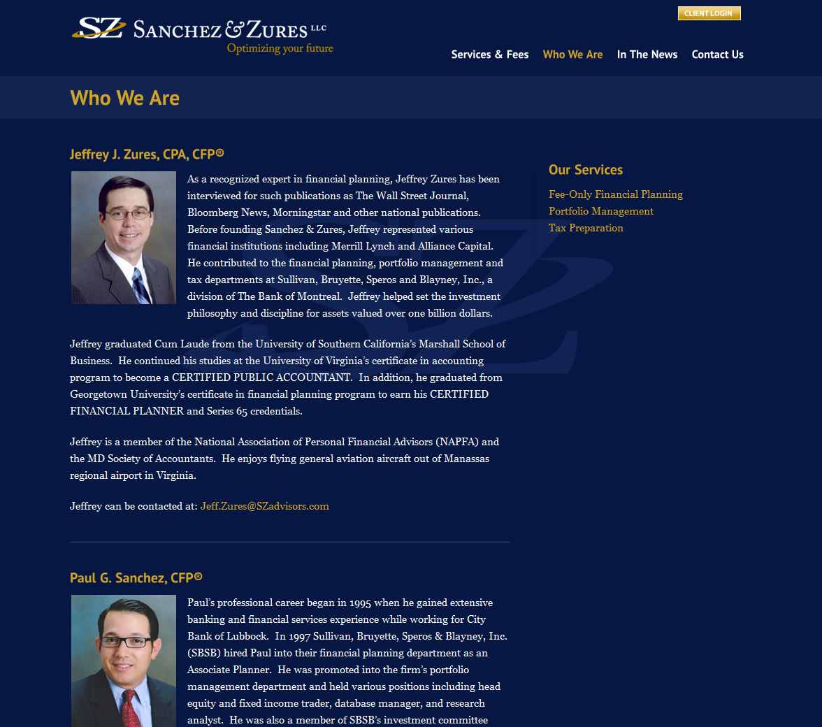 SZ Advisors Interior Page