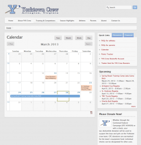 Yorktown Crew Boosters Calendar page
